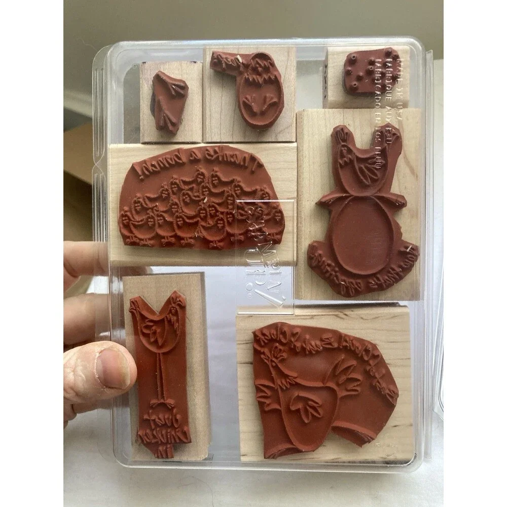 STAMPIN UP & Inkadinkado 18 RUBBER STAMPS New Paris Mona Lisa Chickens Candy